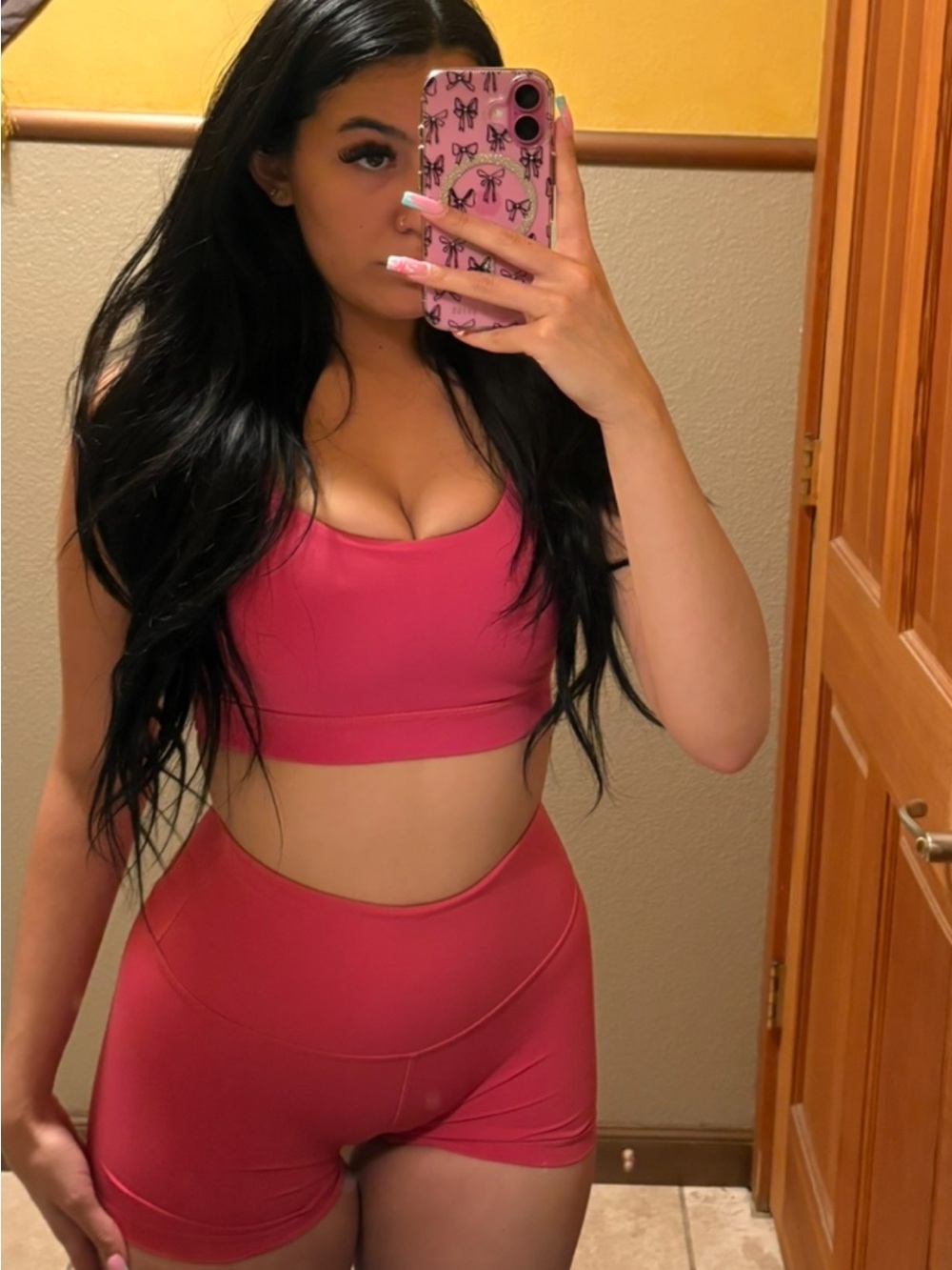 lululemon athletica Pink Sports Bra and High-Waist Shorts Set